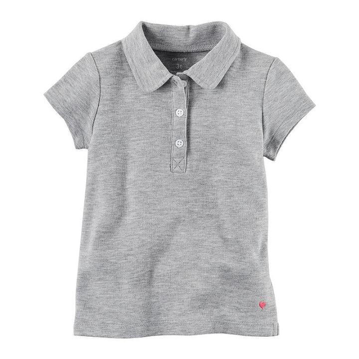 Girls 4-8 Carter's Solid Polo, Size: 5, Light Grey