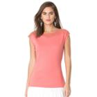 Women's Chaps Lace-yoke Boatneck Tee, Size: Medium, Pink
