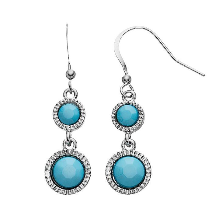 Aqua Round Double Drop Earrings, Women's, Turq/aqua