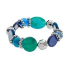 Blue Composite Shell Disc Stretch Bracelet, Women's