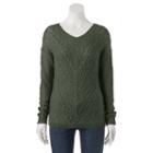 Juniors' Cloud Chaser Open-work Drop-shoulder Sweater Top, Girl's, Size: Medium, Green Oth