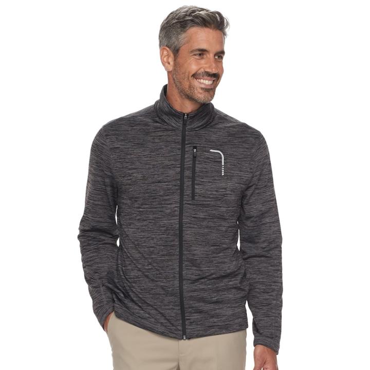 Men's Grand Slam Motionflow 360 Regular-fit Brushed Back Performance Golf Jacket, Size: Medium, Med Grey