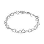 Sterling Silver Heart-link Bracelet, Women's, Grey