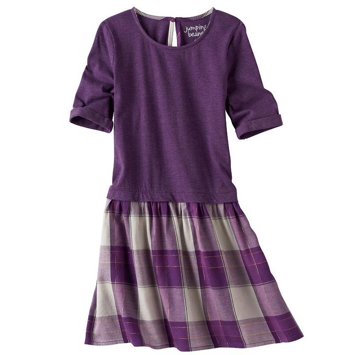 Girls 4-10 Jumping Beans® Roll Cuff Knit & Woven Dress, Size: 10, Lt Beige