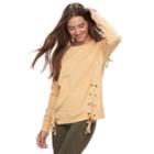 Juniors' Pink Republic Lace-up Sweatshirt, Teens, Size: Small, Yellow