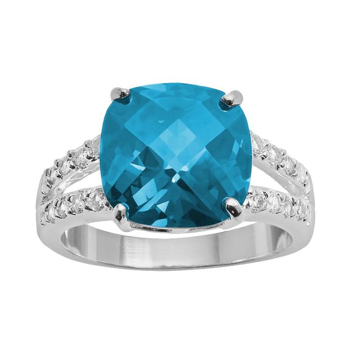 City Rox Silver-plated Cubic Zirconia Ring, Women's, Size: 8, Blue