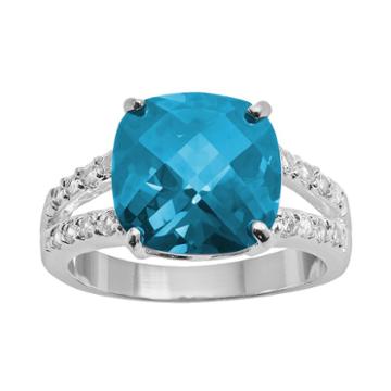 City Rox Silver-plated Cubic Zirconia Ring, Women's, Size: 8, Blue