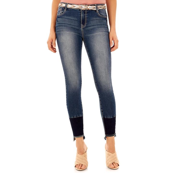 Juniors' Wallflower Belted Curvy Bling Skinny Jeans, Teens, Size: 7, Grey Other