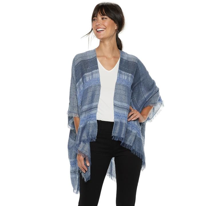 Women's Apt. 9&reg; Slubby Striped Convertible Ruana, Med Blue