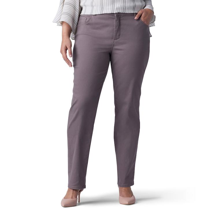 Plus Size Lee Instantly Slims Straight-leg Jeans, Women's, Size: 18w T/l, Med Brown