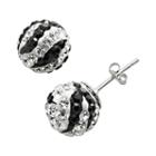 Renaissance Collection 10k White Gold Crystal Stud Earrings - Made With Swarovski Zirconia, Women's, Black