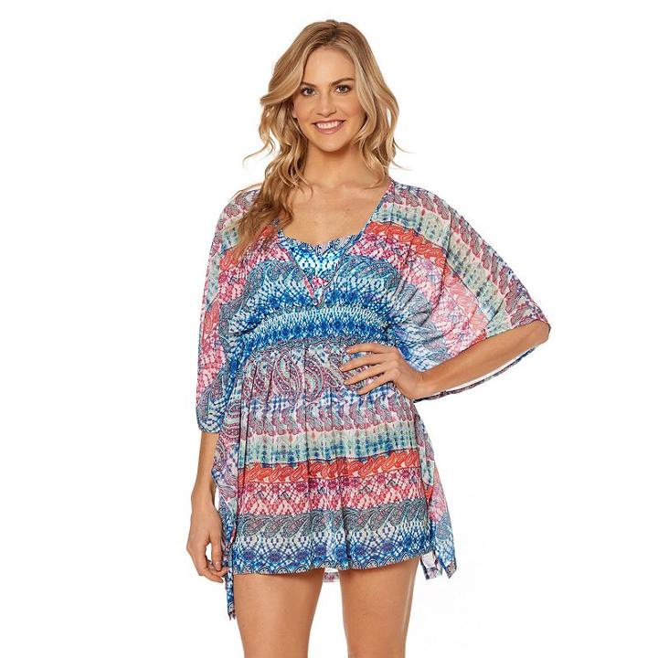 Women's Pink Envelope Paisley Chiffon Kimono Cover-up, Size: Small, Multicolor