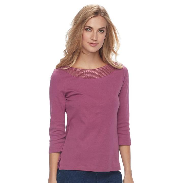 Women's Croft & Barrow&reg; Crochet Top, Size: Xl, Med Purple