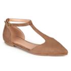 Journee Collection Vera Women's T-strap Flats, Girl's, Size: 10, Beig/green (beig/khaki)
