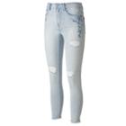 Juniors' So&reg; High Waisted Ripped Ankle Jeggings, Teens, Size: 0, Blue Other