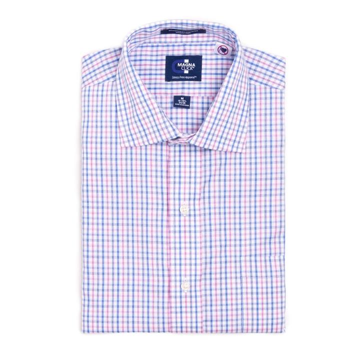 Men's Magnaclick Regular-fit Spread-collar Dress Shirt, Size: Xl-32/33, Light Red