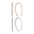 Chrystina Crystal Gold & Silver Tone Stick Drop Earrings, Women's, White