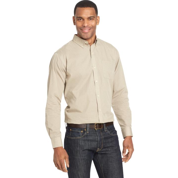 Men's Van Heusen Wrinkle-free Classic-fit Button-down Shirt, Size: Xxl, Lt Beige