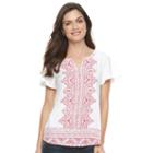 Women's Croft & Barrow&reg; Printed Splitneck Top, Size: Medium, Med Pink