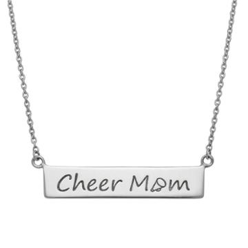 Sterling Silver Cheer Mom Bar Necklace, Women's, Size: 16, Grey