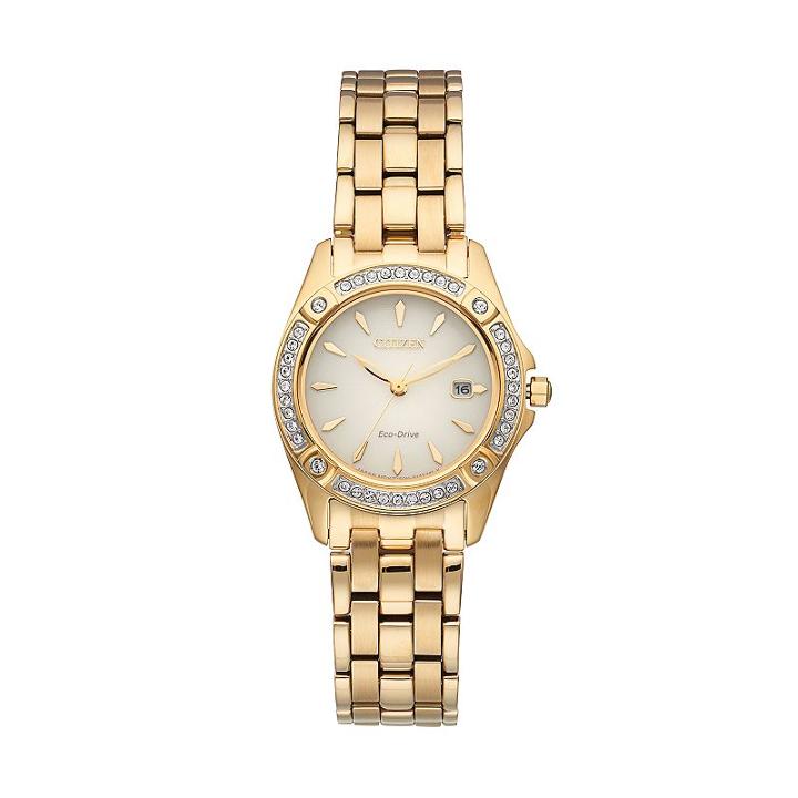 Citizen Eco-drive Women's Silhouette Crystal Stainless Steel Watch, Yellow