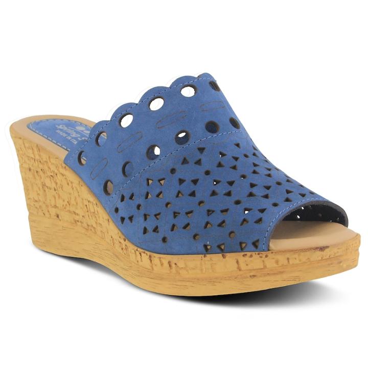 Spring Step Nava Women's Wedge Sandals, Size: 38, Blue