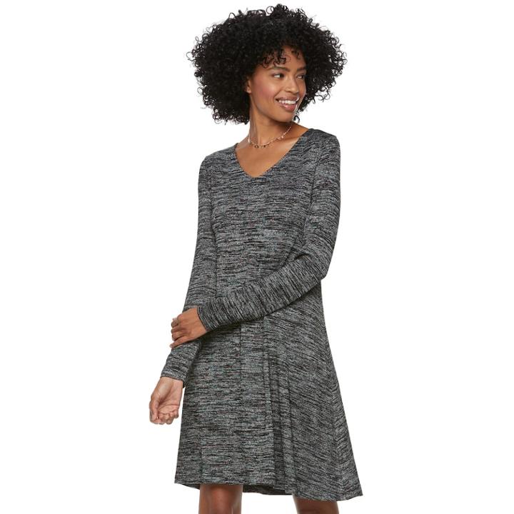 Women's Sonoma Goods For Life&trade; Marled Swing Dress, Size: Small, Black