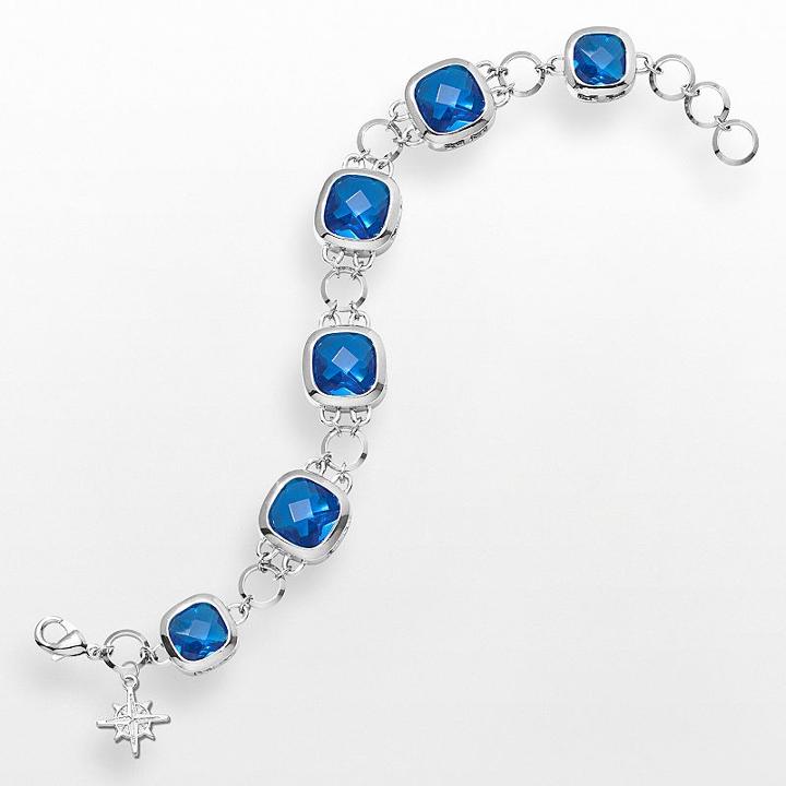 Logoart Seattle Mariners Legend Silver Tone Navy Glass Logo Charm Bracelet, Women's, Size: 7.5, Grey