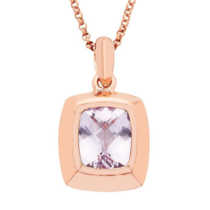 14k Rose Gold Over Silver Rose De France Amethyst Pendant Necklace, Women's, Size: 18, Pink