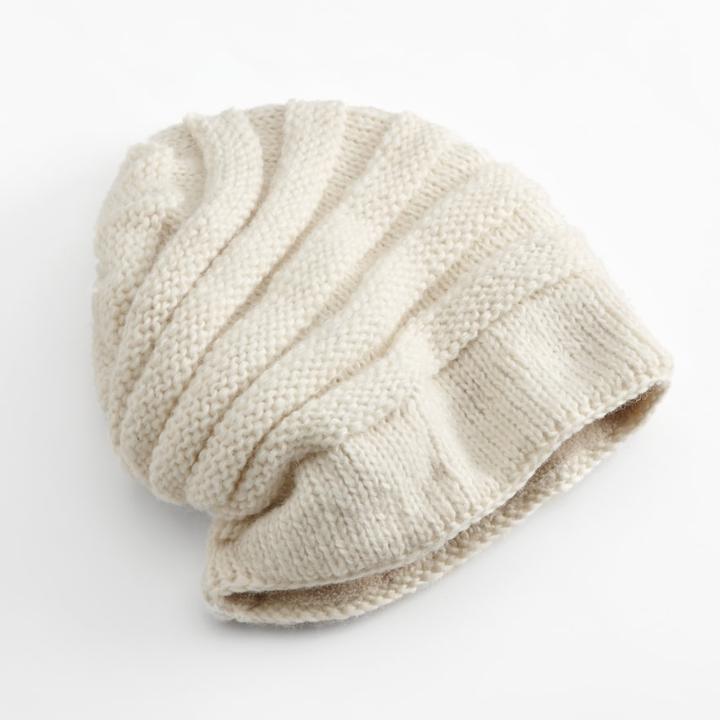 Sijjl Tube Knit Floppy Wool Beanie, Women's, Beige
