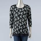 Simply Vera Vera Wang, Women's Crinkle Printed Tee, Size: Xs, Dark Grey