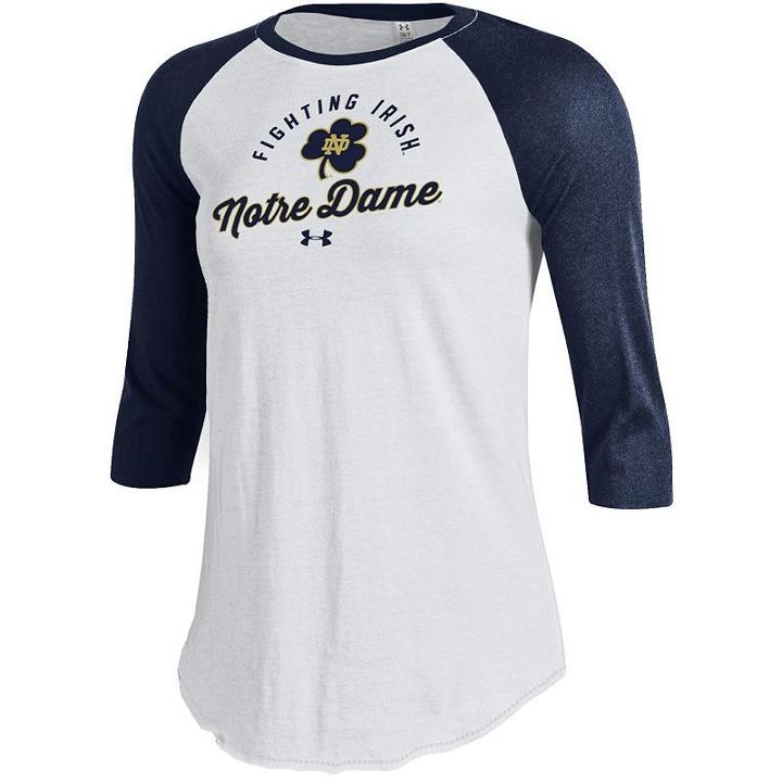 Women's Under Armour Notre Dame Fighting Irish Baseball Tee, Size: Small, Blue (navy)