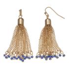 Blue Seed Bead Chain Tassel Drop Earrings, Women's