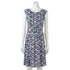Women's Perceptions Abstract Ruched Shift Dress, Size: 10, Dark Blue