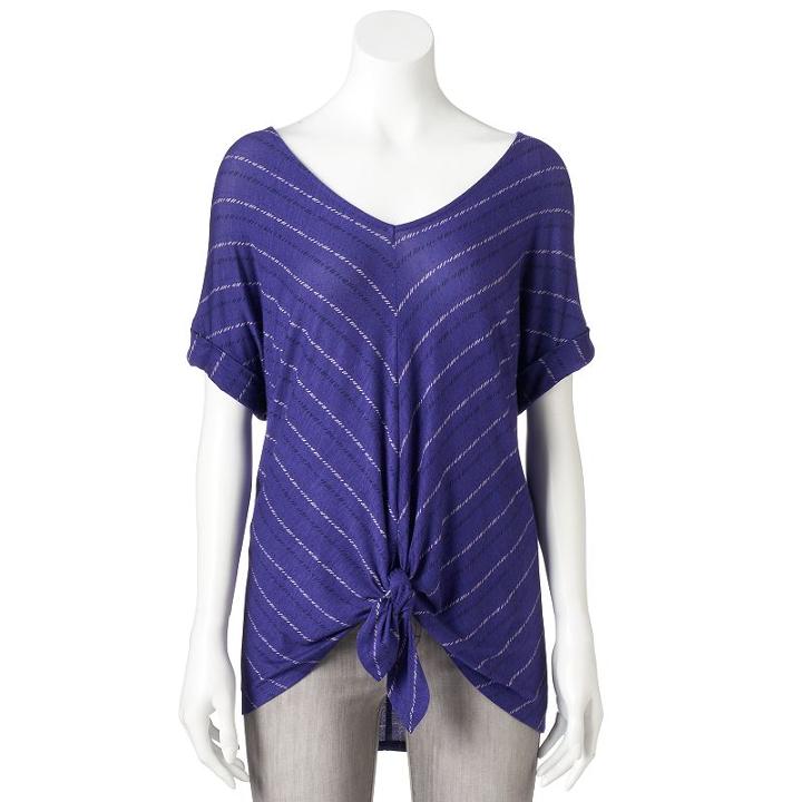 Women's Apt. 9&reg; Knot-front Tee, Size: Small, Drk Purple
