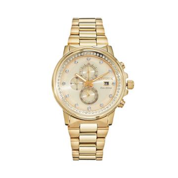 Citizen Eco-drive Nighthawk Crystal Stainless Steel Chronograph Watch, Adult Unisex, Gold