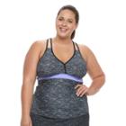 Plus Size Free Country Space-dye Strappy-back Tankini Top, Women's, Size: 2xl, Oxford