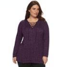 Plus Size Apt. 9&reg; Lace-up Sweater, Women's, Size: 1xl, Med Red
