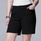 Plus Size Simply Vera Vera Wang Floral Jacquard Bermuda Shorts, Women's, Size: 24 W, Black