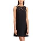 Women's Chaps Lace Yoke A-line Dress, Size: 14, Black