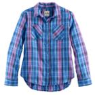 Girls 7-16 & Plus Size Mudd&reg; Metallic Plaid Button-front Shirt, Size: 16, Blue (navy)