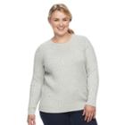 Plus Size Croft & Barrow&reg; Cable Knit Sweater, Women's, Size: 3xl, Light Grey