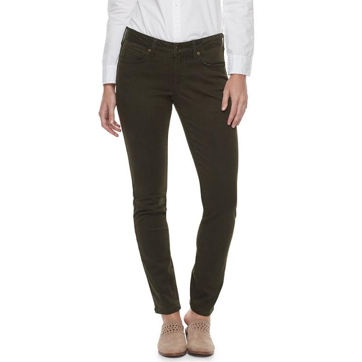 Women's Sonoma Goods For Life™ Curvy Fit Sateen Skinny Pants, Size: 4 - Regular, Dark Green