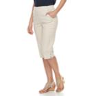 Women's Croft & Barrow&reg; Pull-on Snap Hem Skimmer Capris, Size: Medium, Lt Beige