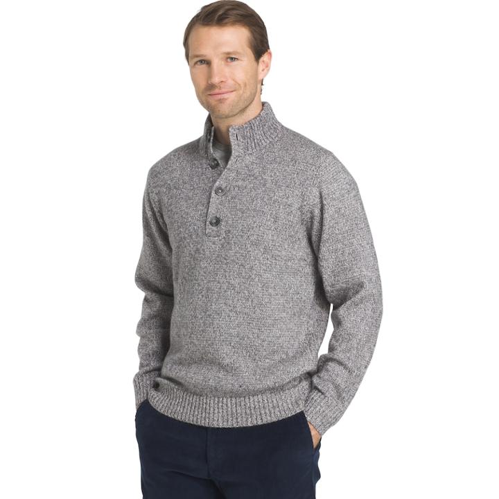 Men's Izod Harbor River Regular-fit Marled Pullover Sweater, Size: Large, Grey (charcoal)