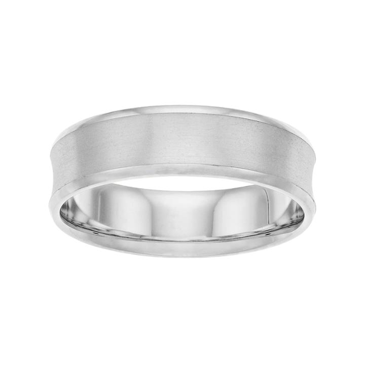 Men's Sterling Silver Satin Finish Concave Wedding Band, Size: 11, White