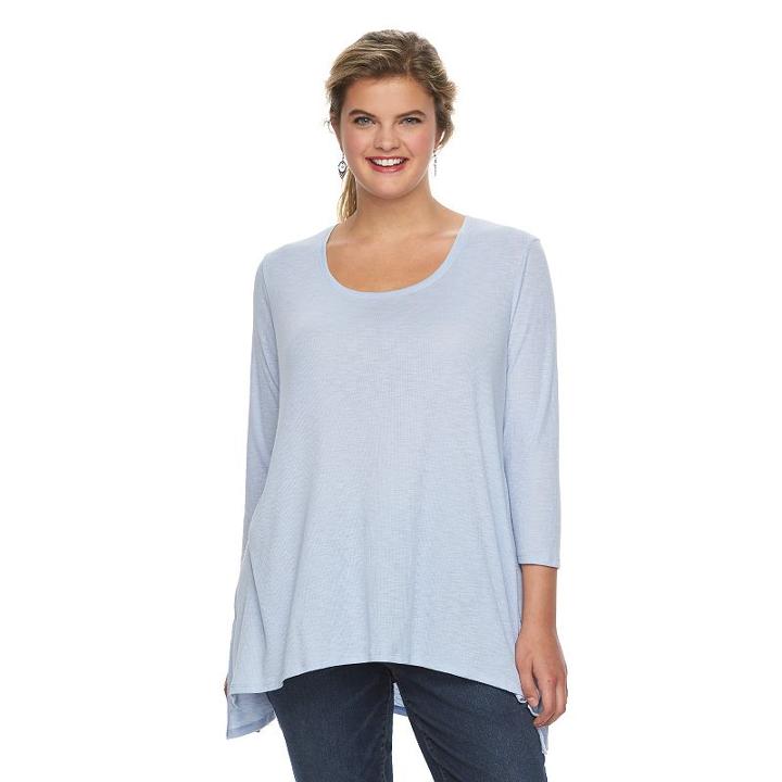 Juniors' Plus Size Mudd&reg; Solid Sharkbite Tunic Top, Girl's, Size: 2xl, Light Blue