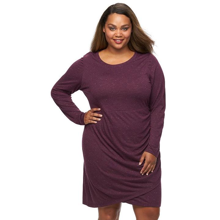 Plus Size Apt. 9&reg; Angelina Knit Wrap Dress, Women's, Size: 0x, Drk Purple