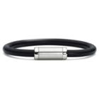 Stainless Steel Rubber Bracelet - Men, Size: 9, Grey