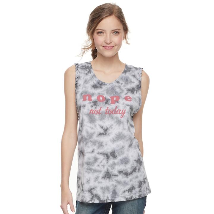 Juniors' Awake Nope, Not Today Tie-dye Tank, Teens, Size: Xxl, Grey